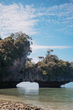 Limestone sea arch at Pak Bia Island, Hong Islands, Krabi, Thailand