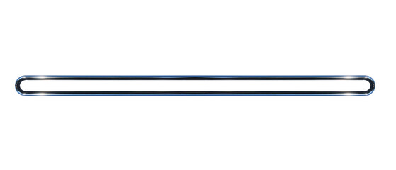 Steel double rounded pipe, horizontal. On isolated transparent background.