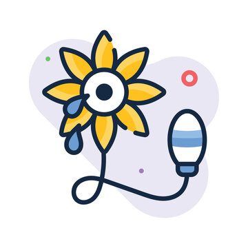Editable outline icon of squirting flower classic clown prank