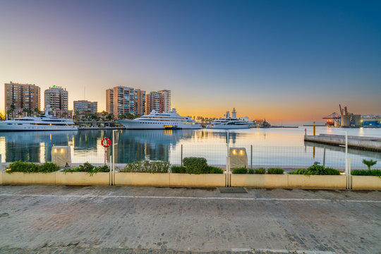 I Dynasty and Lady Moura luxyry yachts docked at IGY Malaga superyacht marina in Malaga, Spain