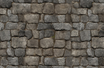 Fototapeta premium Processed collage of old street pavement surface texture. Background for banner, backdrop