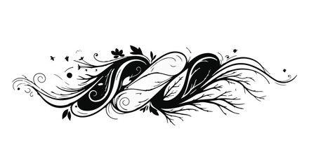 Fototapeta premium Black and white abstract organic swirl design balances opposing dark and light forces.