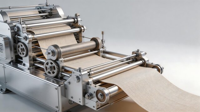 Industrial machine processing fabric material