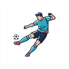 Fototapeta premium Cartoon Soccer Player Kicking Vector – Football Action Kick Blue Uniform Illustration