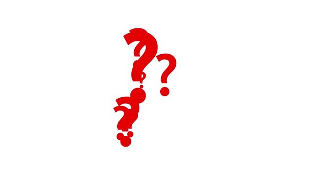question mark flying animation motion graphics. question icon failling animation on transparent background. ask sign animation loopable. thinking, confused sign symbol chroma key animated background.