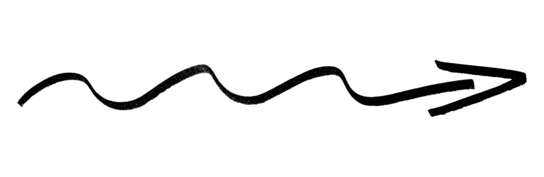 hand drawn marker arrow set PNG  isolated with clipping path on background. marker drawn arrows, swirls and scribbled shapes. curvy directional pointers on white background.