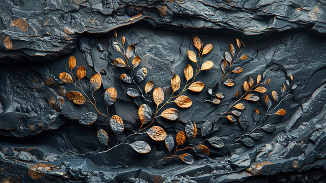 Prehistoric Botanical Relics Embedded in Sedimentary Rock