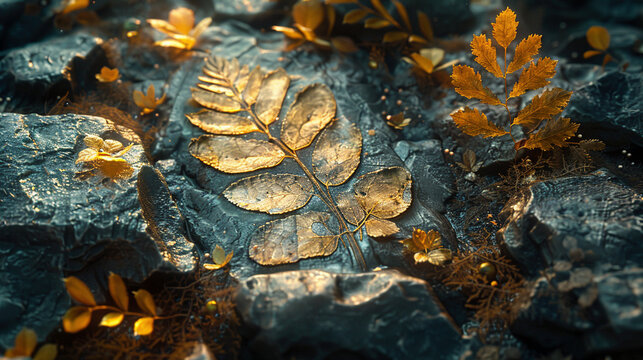 Prehistoric Botanical Relics Embedded in Sedimentary Rock