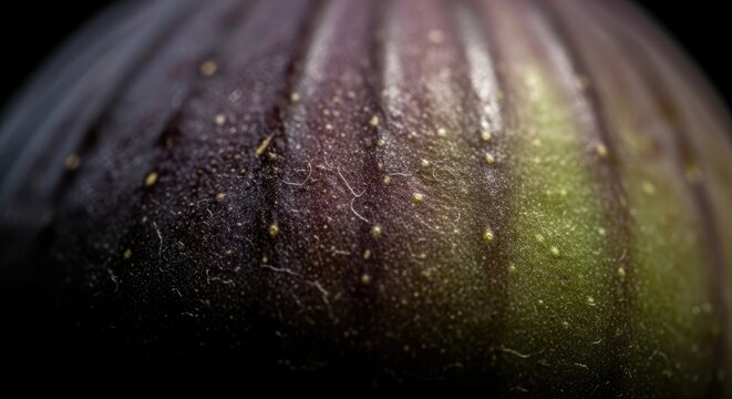 Close-up of a fig fruit with water droplets.