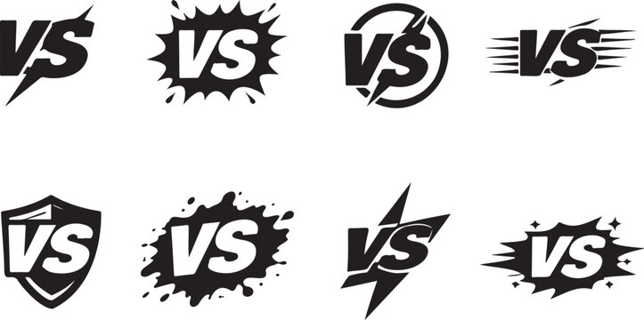 versus vs battle icon set comparison symbols pack, competition vs icons minimal design collection set, versus symbol icons comparison battle pack