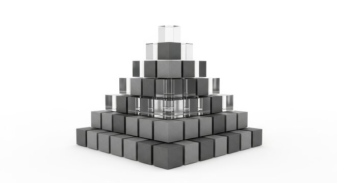 3d gray cube pyramid structure