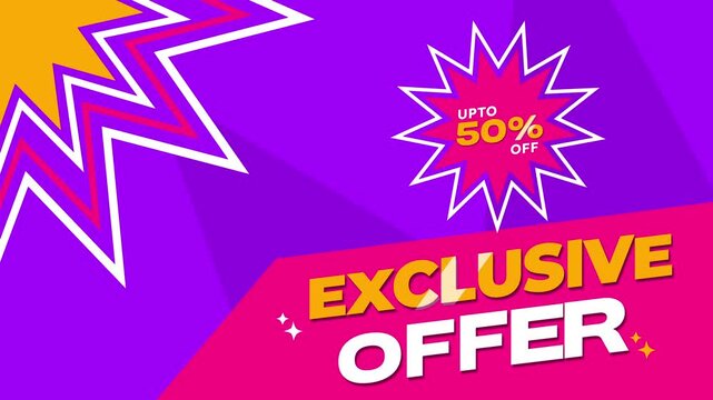
Vibrant Animated Exclusive Offer Banner with 50% Discount