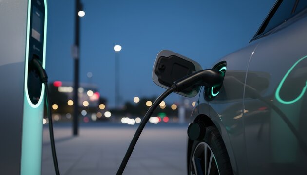 Electric vehicle charging at a modern public station
