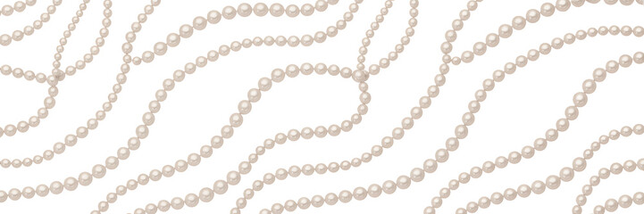 Obraz premium Luxurious Intertwined Strands of Cream Pearls Creating an Elegant Flowing Pattern on White for Jewelry, Fashion, and Event Graphics