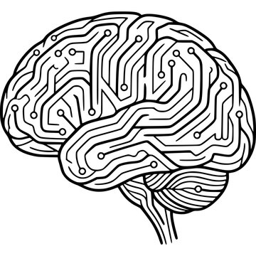 Brain Circuitry: An intricate circuit design overlays the image of a human brain, symbolizing the complex network of thoughts, knowledge, and intelligence.