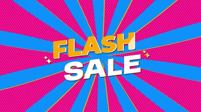 Flash Sale Text on Vibrant Pop Art Comic Background