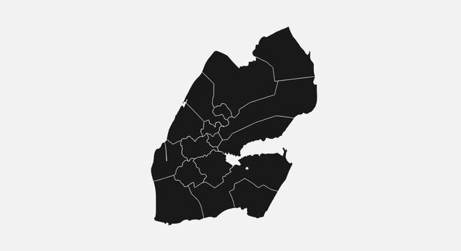 Djibouti Map Silhouette - Administrative Divisions