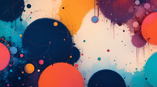 Abstract Art Background with bold, abstract shapes and vibrant colors. Design with a balance of color and ample space for text.