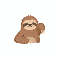 Fototapeta premium Cartoon sloth with closed eyes and a gentle smile, in a relaxed pose