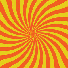 Obraz premium A retro orange sunburst vector illustration featuring a vintage grunge texture with yellow sunbeams and abstract summer rays on a paper backdrop design