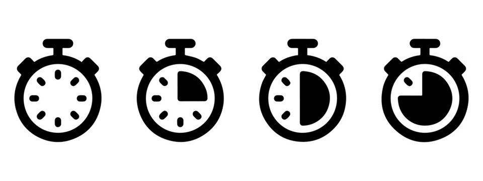 Elapsed Time Icons Stopwatch Progression Set