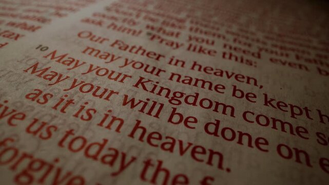 A detailed view of text a Bible page, highlighting the words of a prayer.