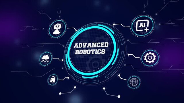 Innovative robotic technology interface focusing on high precision mechanical movement and smart system logic for futuristic and technical video ads