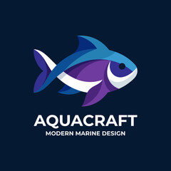Obraz premium A stylish fish logo in bold colors, representing modern marine design concepts. Ideal for businesses related to aquatic adventures, design, or marine life.