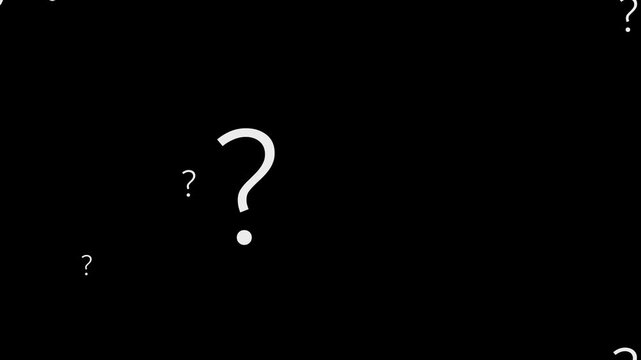 question mark flying animation motion graphics. question icon failling animation on transparent background. ask sign animation loopable. thinking, confused sign symbol chroma key animated background.
