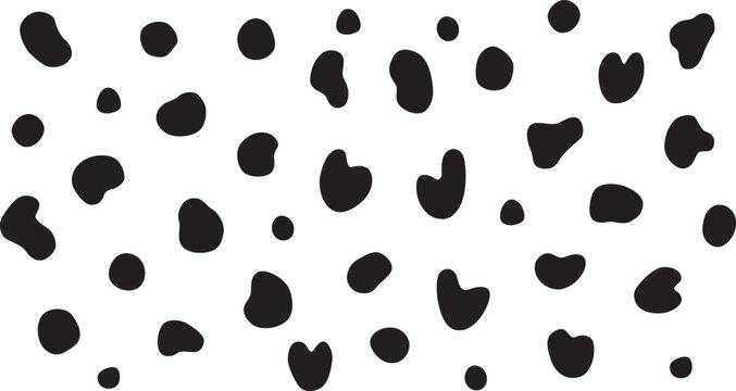  A white background with scattered black spots and heart shapes in a random pattern victor illustration
