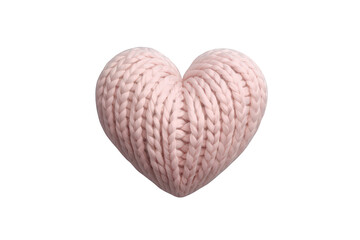 Fototapeta premium Knitted pink heart showing soft wool texture, symbolizing love and warmth, on transparent background