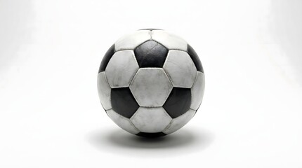 Naklejka premium Soccer ball with soft shadow on white background. Clean minimal football concept for sports banners, product layouts and modern design.