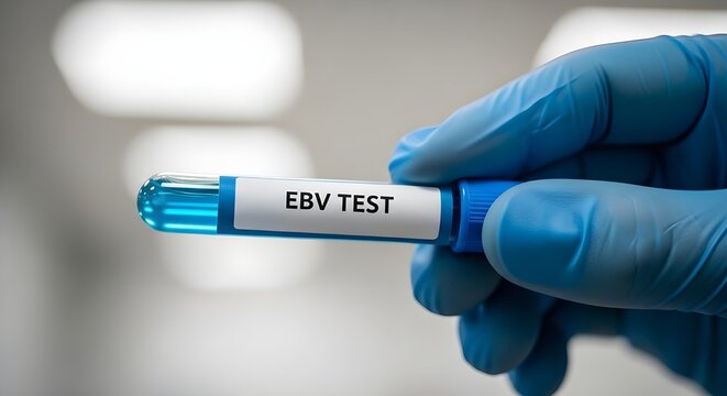 Medical Test Tube Labeled EBV &ndash; Laboratory Research and Virus Detection