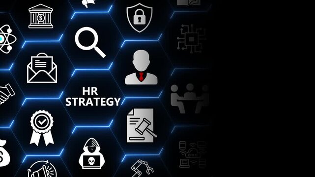 HR strategy planning with workforce analytics for employee development performance management and organizational growth in business environments 4k animation video