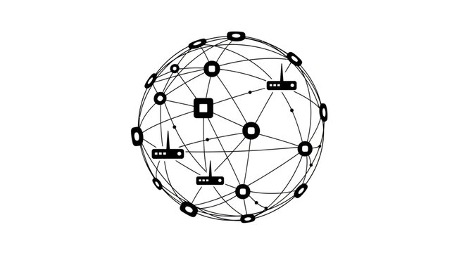 Network connections on a globe.