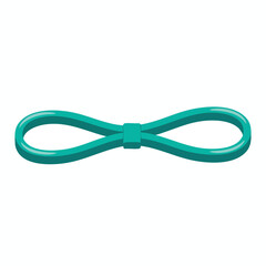 Naklejka premium A smooth, glossy teal-colored infinity symbol lies flat on a white background