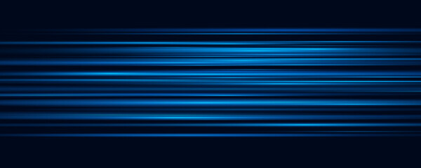 Fototapeta premium Electric blue light streaks on black. Sharp glowing lines with energy feel. Modern abstract laser beam effect design.