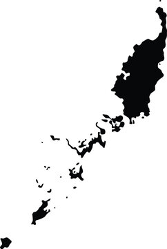 Black silhouette map of the islands of palau isolated on a plain white background