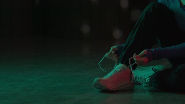 Young modern girls in dance class performing