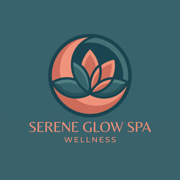 A serene and calming logo featuring a lotus flower, crescent moon, and warm color palette that symbolizes tranquility, wellness, and relaxation for a spa business.