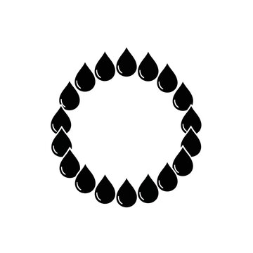 Black teardrop shapes in circle formation.