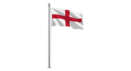 Fototapeta premium The national flag of England, featuring the red Cross of Saint George on a white field, waving on a flagpole.