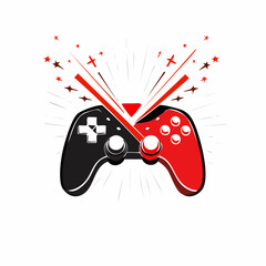 Obraz premium Dynamic Game Controller Illustration with Exploding Starburst Effect Representing Fun and Digital Entertainment