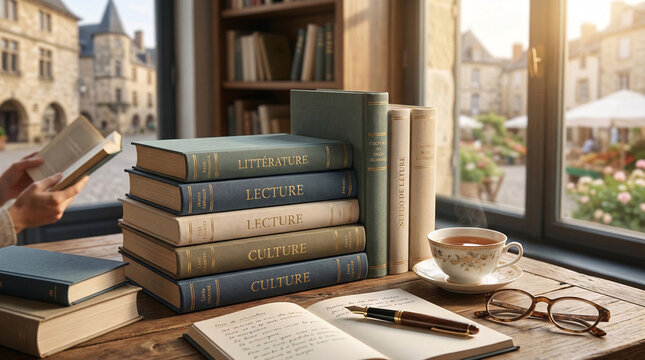 Livres anciens empil&eacute;s sur &eacute;tag&egrave;re