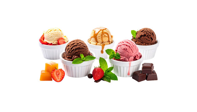 Delicious fresh parfait dessert with white cream, strawberry, and cherry served in a glass bowl with mixed fruits and berries