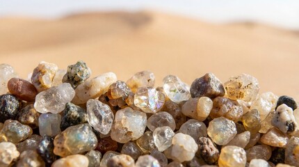 Obraz premium Macro Sand Grains with Desert Dunes Background