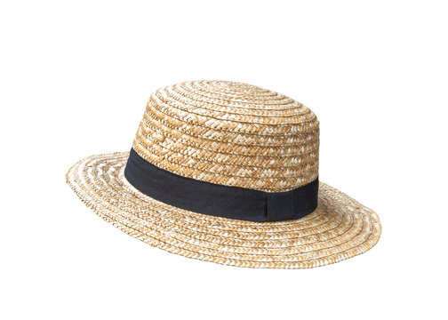 Summer straw hat png isolated (clipping path) on white background in Panama fashion hat style for summer beach vacation sun screen protection for both men and women