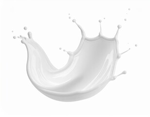 Naklejka premium Milk Splash Isolated On White Background With Dynamic Liquid Motion And Droplets
