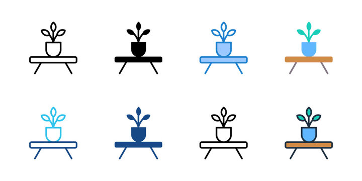 Table centerpiece icons set multiple style collection. Editable stroke 
