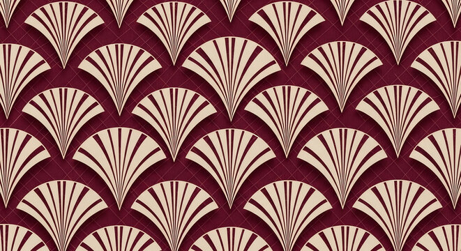 ベージュ扇模様が並ぶ